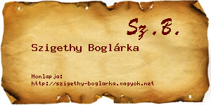 Szigethy Boglárka névjegykártya
