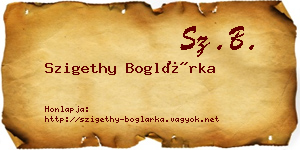 Szigethy Boglárka névjegykártya